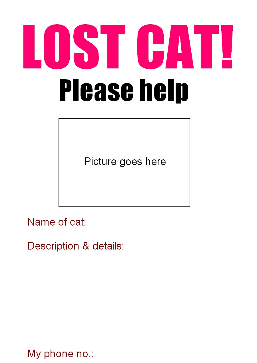Lost Cat Poster Template