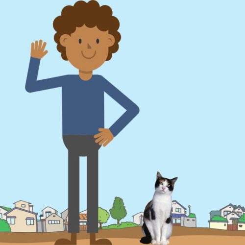 Black man and cat