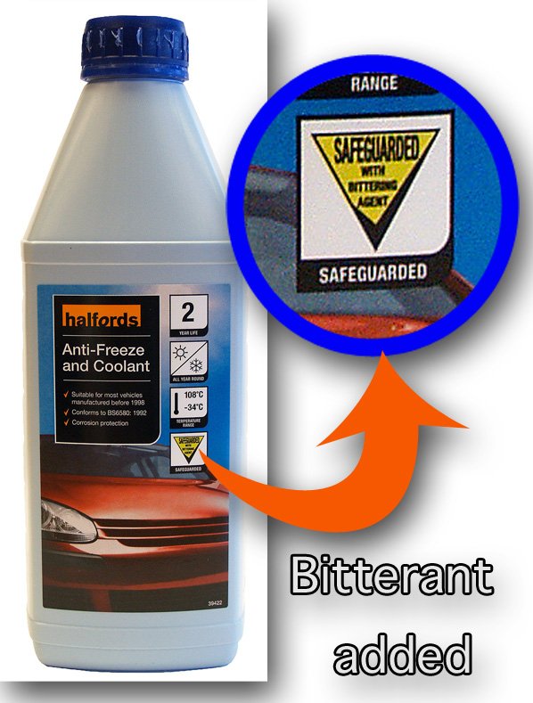 Antifreeze with bittering agent