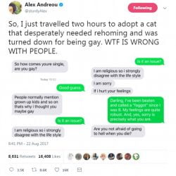 Old lady refused to let gay may adopt her cats