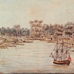 Captain Arthur Phillip and the First Fleet arriving in Sydney Cove 1788