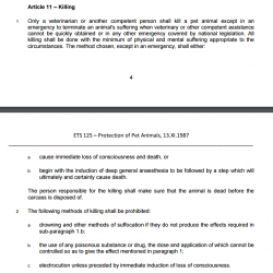 European Convention for the Protection of Pet Animals concerning killing
