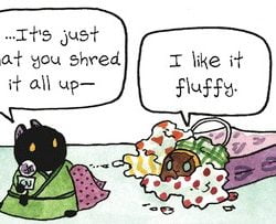 Gift bag handles are potentially hazardous to domestic cats