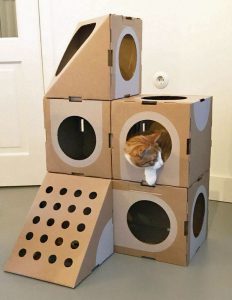 Stylish Origami Inspired Cat Play House Boxes