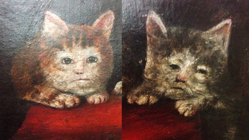 Mediaeval cat paintings: ugly anthropomorphized depictions