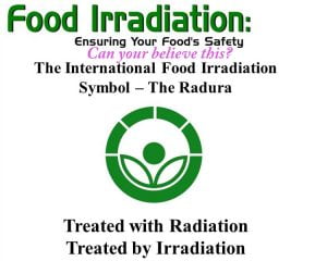 The Radura sign on cat food packaging. Check for it.