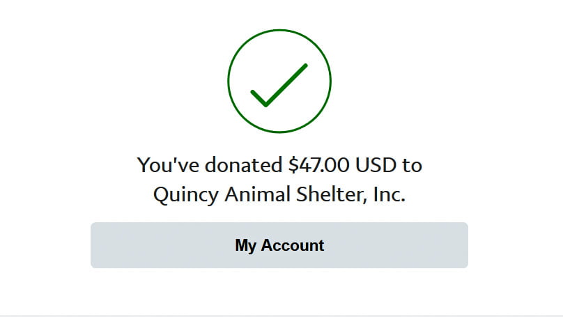 Donation to Quincy Animal Shelter