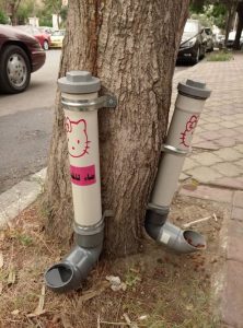 Feeding community cats in Syria using drainage pipes