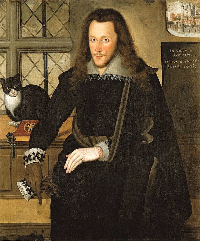 Third Earl of Southampton and his cat Trixie at Tower of London