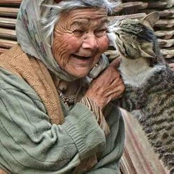 Photographs of old ladies and their cats