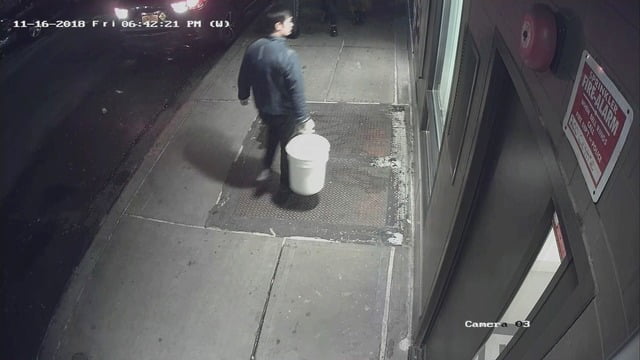 Surveillance camera photos of man who dumped 2 cats among trash in NYC in sealed plastic buckets