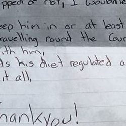 Note from woman threatening abduction of neighbour's wandering cat