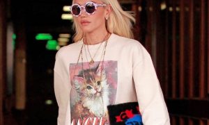 Gwen Stefani wears cat sweatshirt