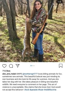 Pretty woman kills animals for fun
