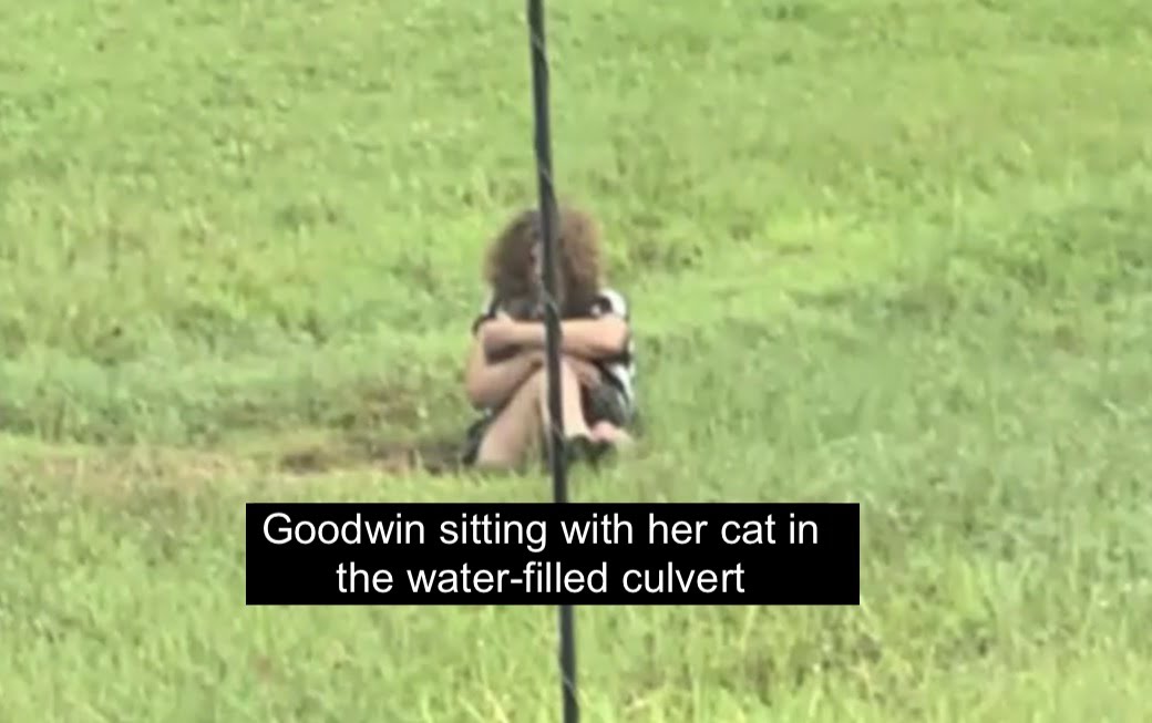 Goodwin with cat in culvert