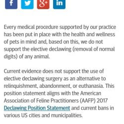 Banfield Hospital stops elective declawing