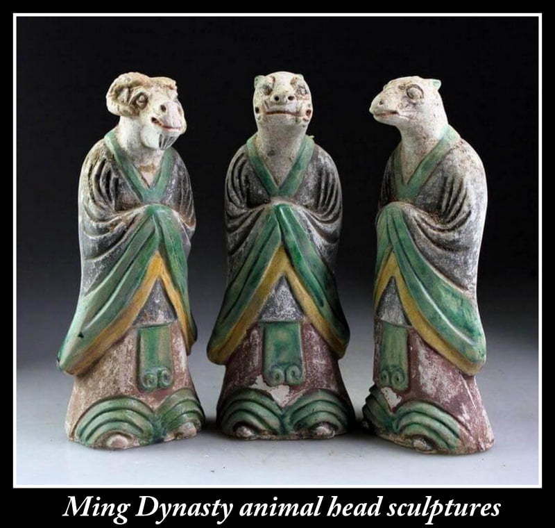 Ming Dynasty animal head sculptures