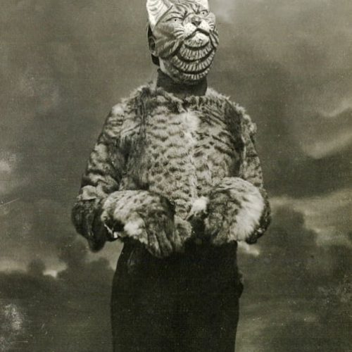 Man dressed as a cat in France, 1920