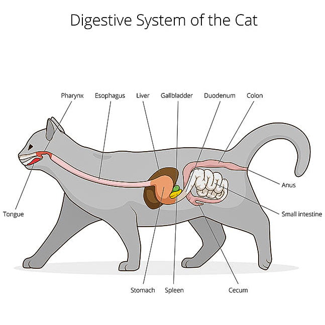Domestic cat's digestive tract