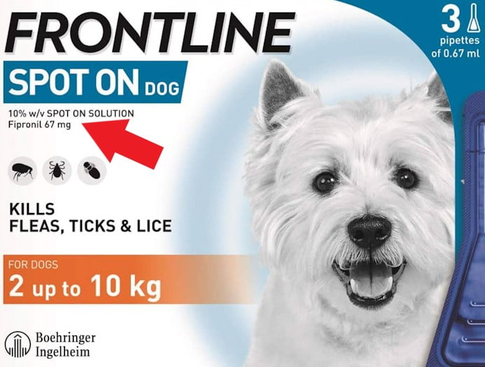 Fipronil in cat and dog spot on flea treatments