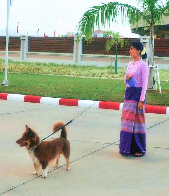 Aung San Suu Kyi and her dog Tai Chi Toe