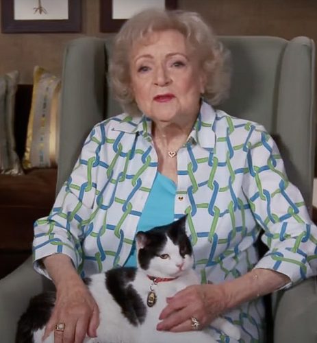 Betty White with pet cat