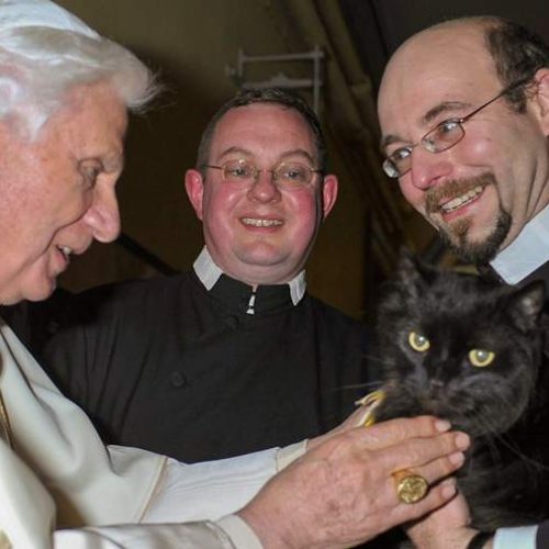 Pope Benedict XVI and a black cat
