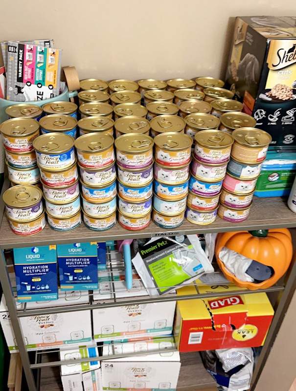 Well stocked with cat food at this home