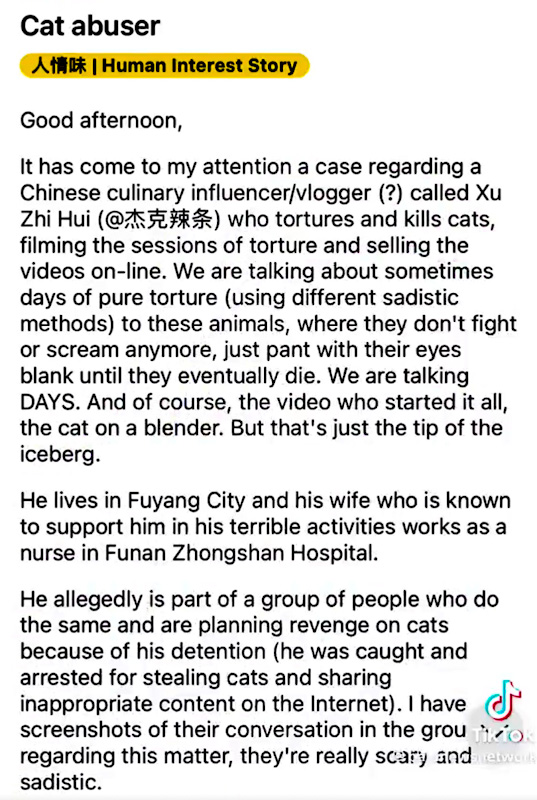 Group of cat abusers and killers in China