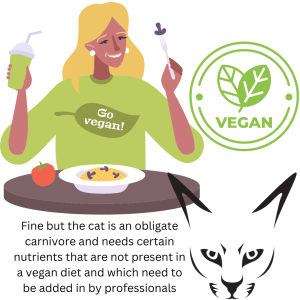 Cat are obligate carnivores and a straight vegan diet will harm the cat