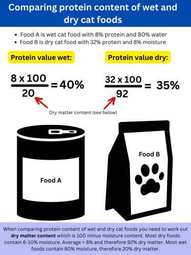 Protein content of wet versus dry cat food comparison