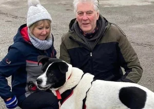 Ken March and Sandra Rothwell adopt Humbug who was a 9-year resident at an animal shelter in Greater Manchester, UK