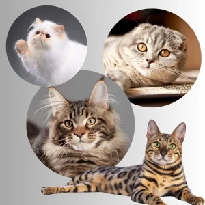 This is a picture of four top breeds with unacceptable health issues due to inherited diseases resulting in the cats being relinquished to the RSPCA rescue centres in greater numbers since 2018.