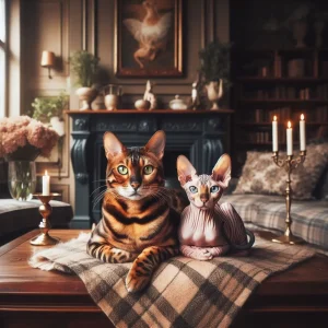 Bengal and Sphynx cats