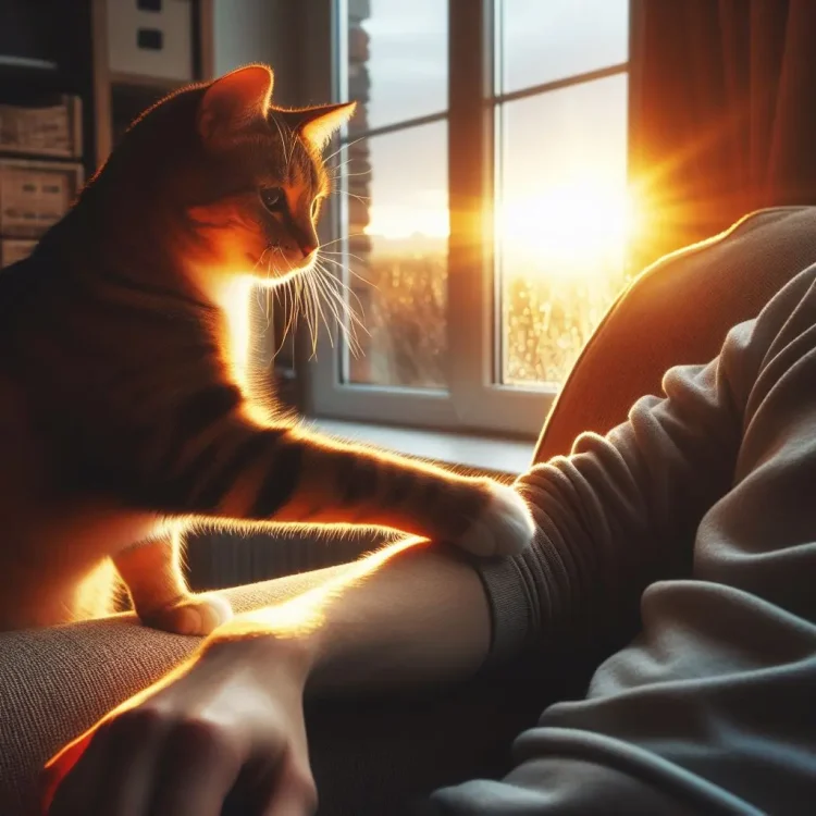 Cat wants to touch their caregiver