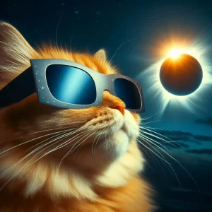 Cat watches total solar eclipse!