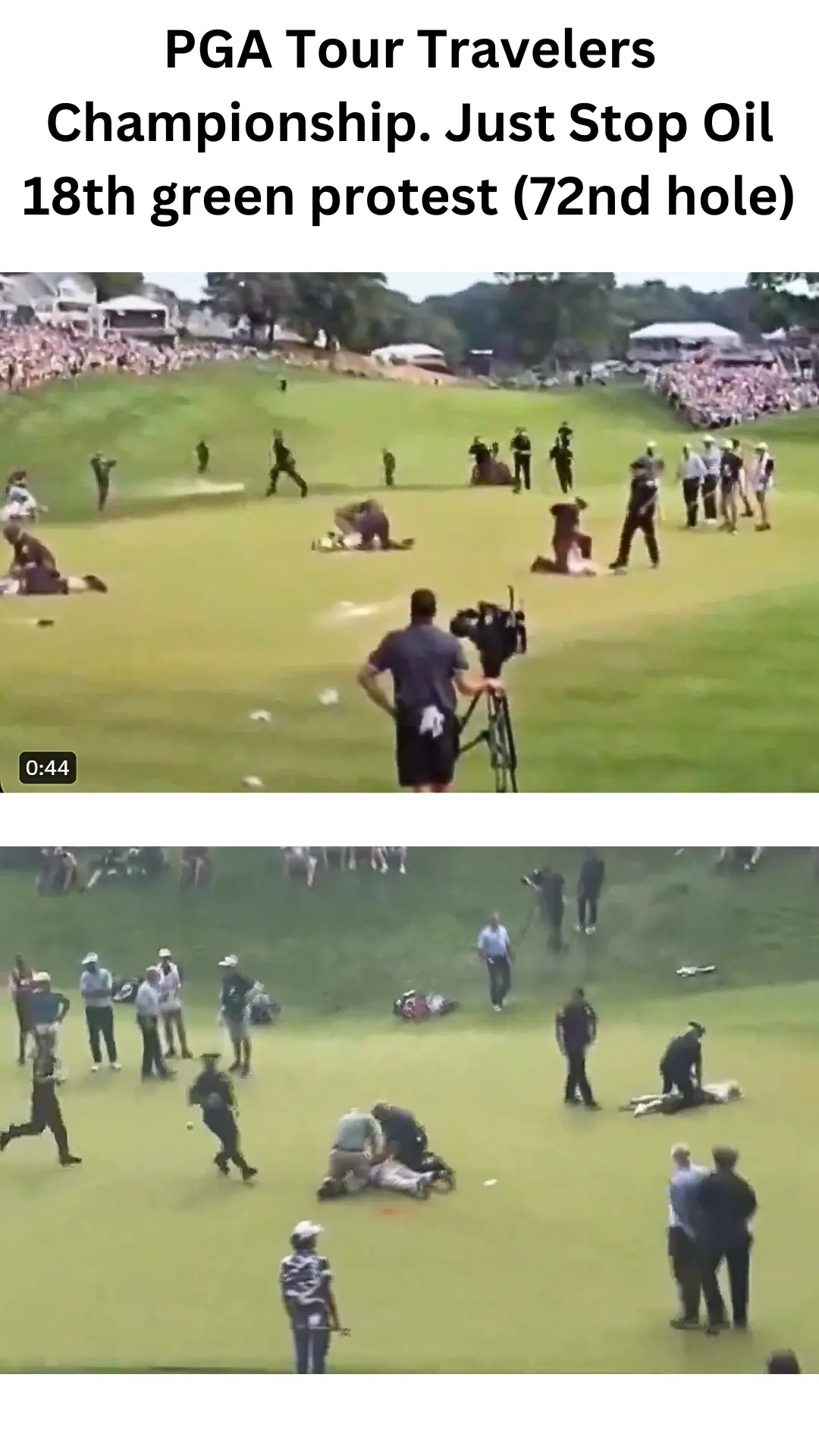 Travelers Championship PGA Tour 18th green protest (72nd hole)