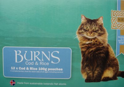 Burns cat food